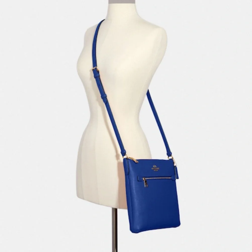 Coach Rowan File Bag Crossbody Gold/Sport Blue - Picture 2 of 4